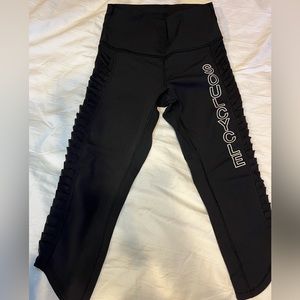 Lululemon x Soulcycle leggings with see through ruffle sides